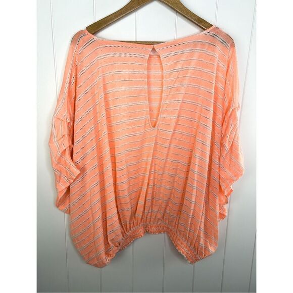 Free People Azalea Top Pink and White Stripe Dolman Size M Oversized - Picture 11 of 11
